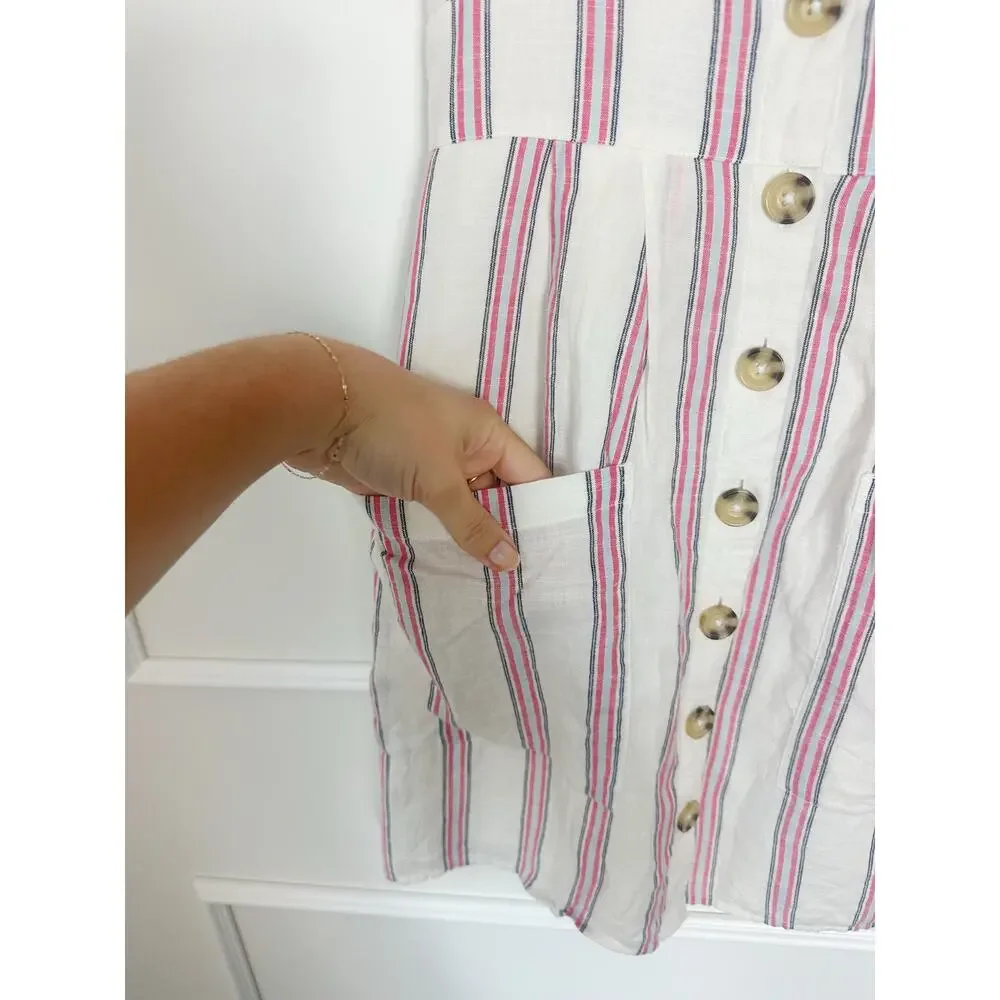 Abercrombie Striped White Cotton Gauze Dress Size S - Picture 8 of 8